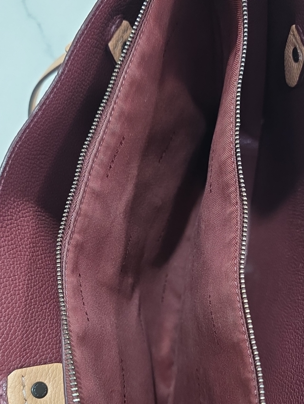 Coach Pebbled Leather Tote in Peach Blush with Dark Interior - Picture 5 of 13